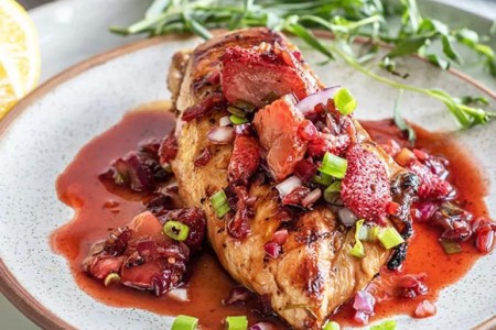 Recipe: Grilled Chicken Breast with Warm Balsamic Strawberries