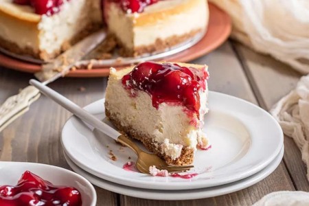 Recipe: French Vanilla Cheesecake Topped With Cherries