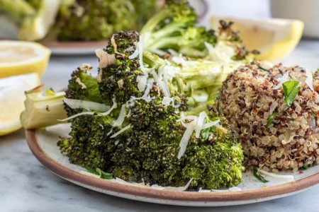 Recipe: Roasted Parmesan Broccoli with Quinoa Pilaf