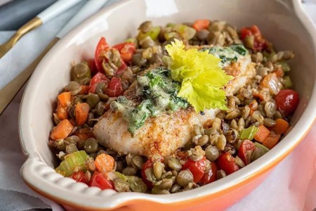 Recipe: Cod with Lentils and Dijon Herb Sauce