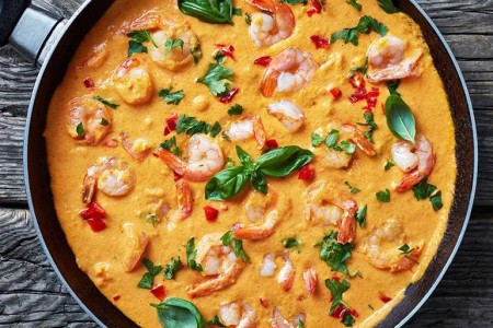Recipe: Tomato-Basil Soup with Shrimp