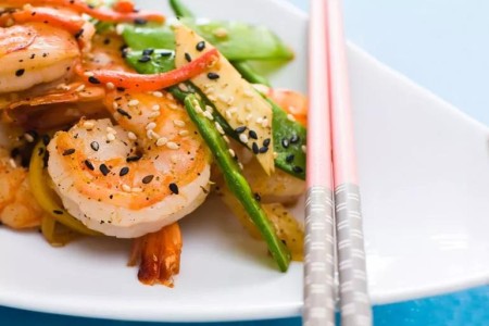 Recipe: Grilled Peanut Shrimp With Sesame Snow Peas