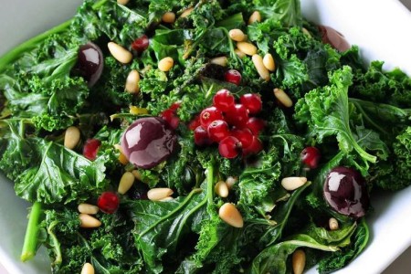 Recipe: Raw Kale Salad With Pine Nuts, Currants and Kalamata Olives