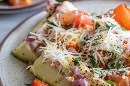 Recipe: Roasted Garlic, Zucchini and Tomato Bake