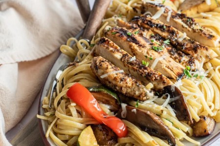 Recipe: Grilled Chicken and Veggies Over Linguine