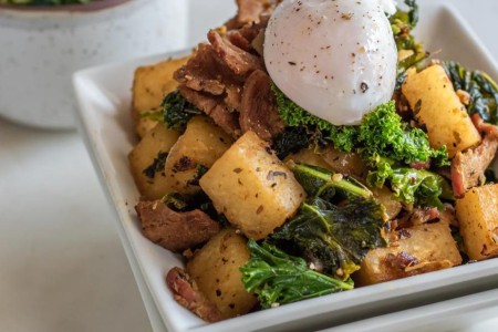 Recipe: Jicama Hash With Turkey Bacon and Avocado